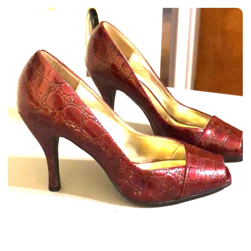 Red Patterned Heels